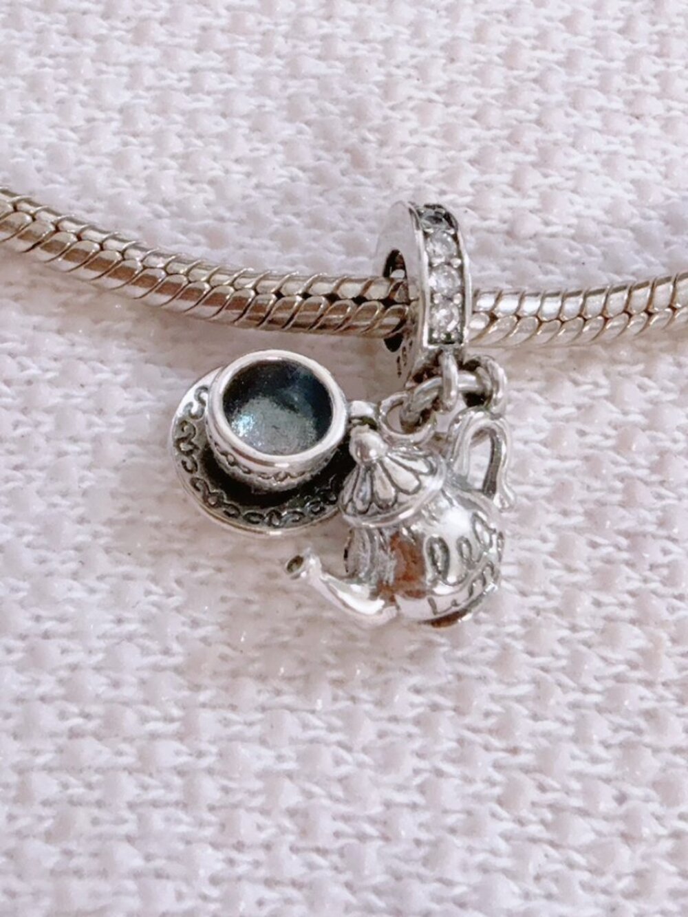 Teapot & Teacup Silver Dangle Charm For Pandora Bracelet Necklace